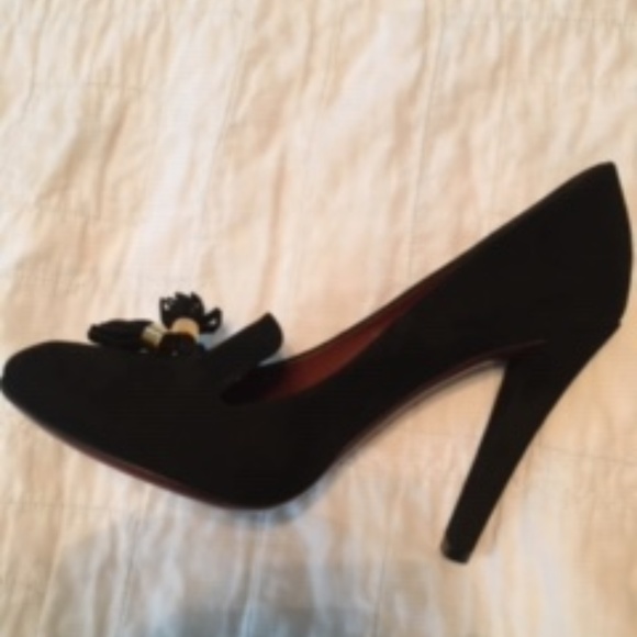 BNIB-Gucci Black Suede Leather Loafer Heels - Picture 3 of 8